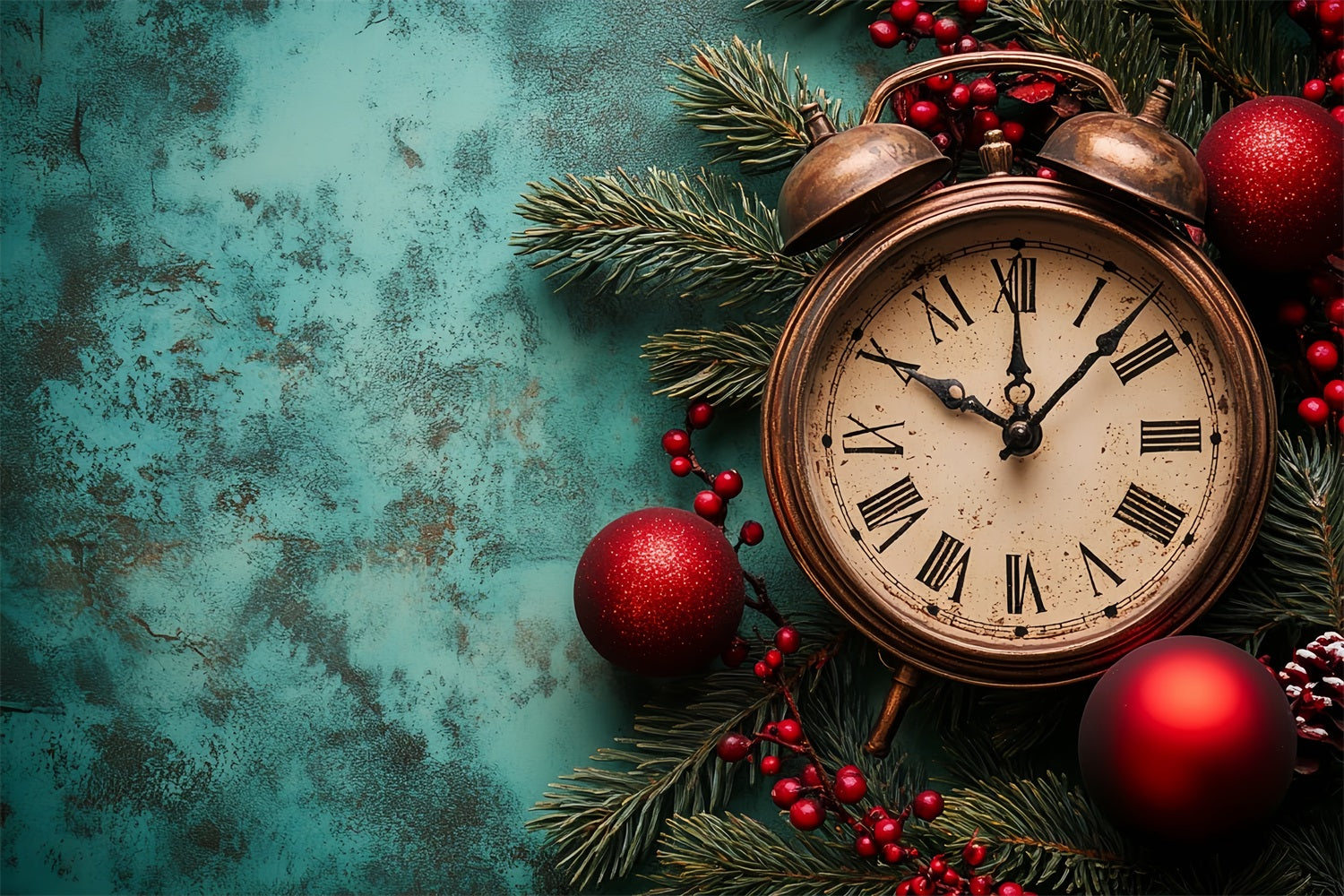 Fond pour le Nouvel An vintage compte à rebours accents festifs horloge fond photo LXX512-22
