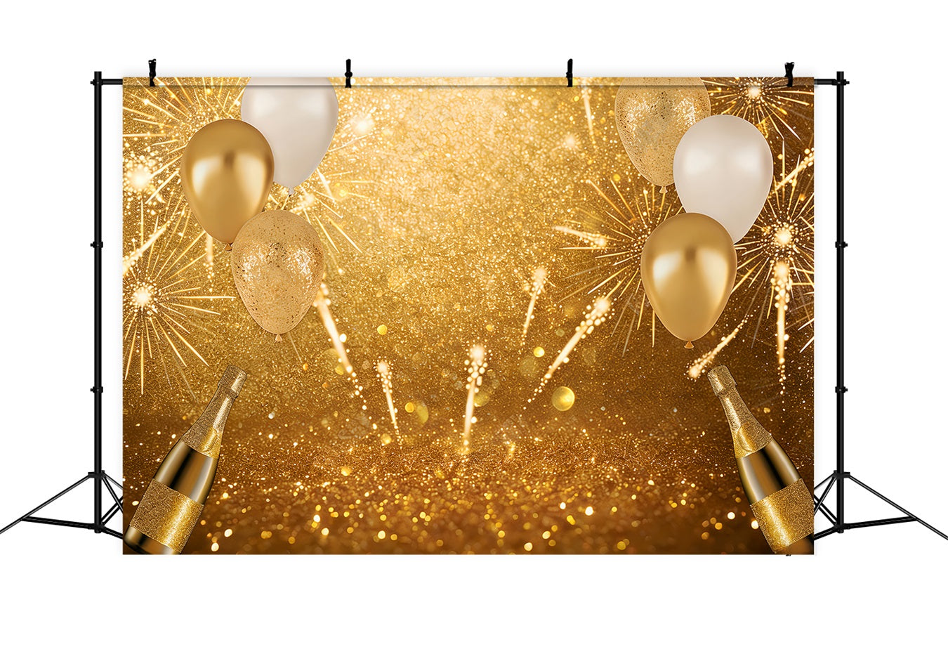 Fond Joyeux Nouvel An Ballons Feux d'artifice Glamour Paillettes dorées LXX512-24