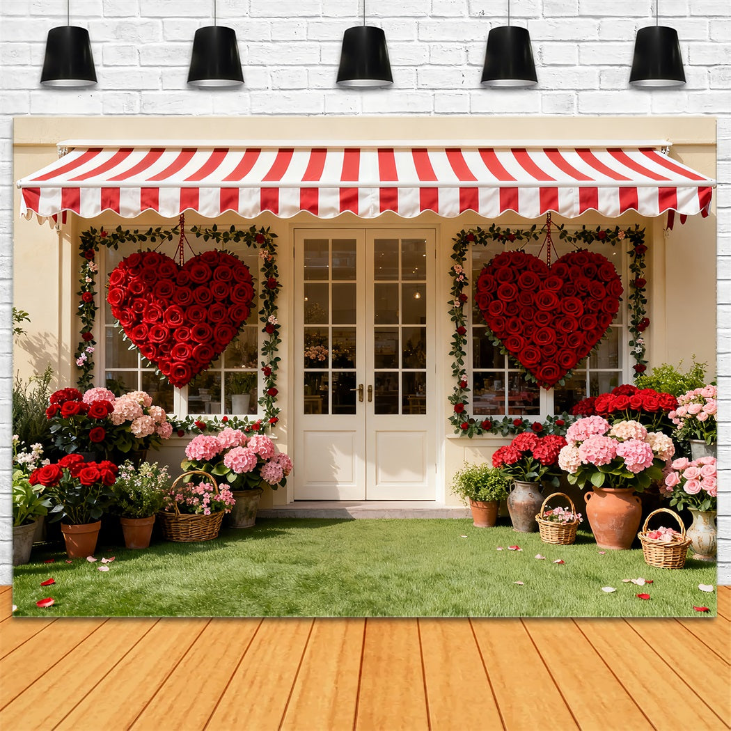 Fond avec cœur en roses Jardin avec cœur devanture de magasin Roses Fond romantique LXX512-49
