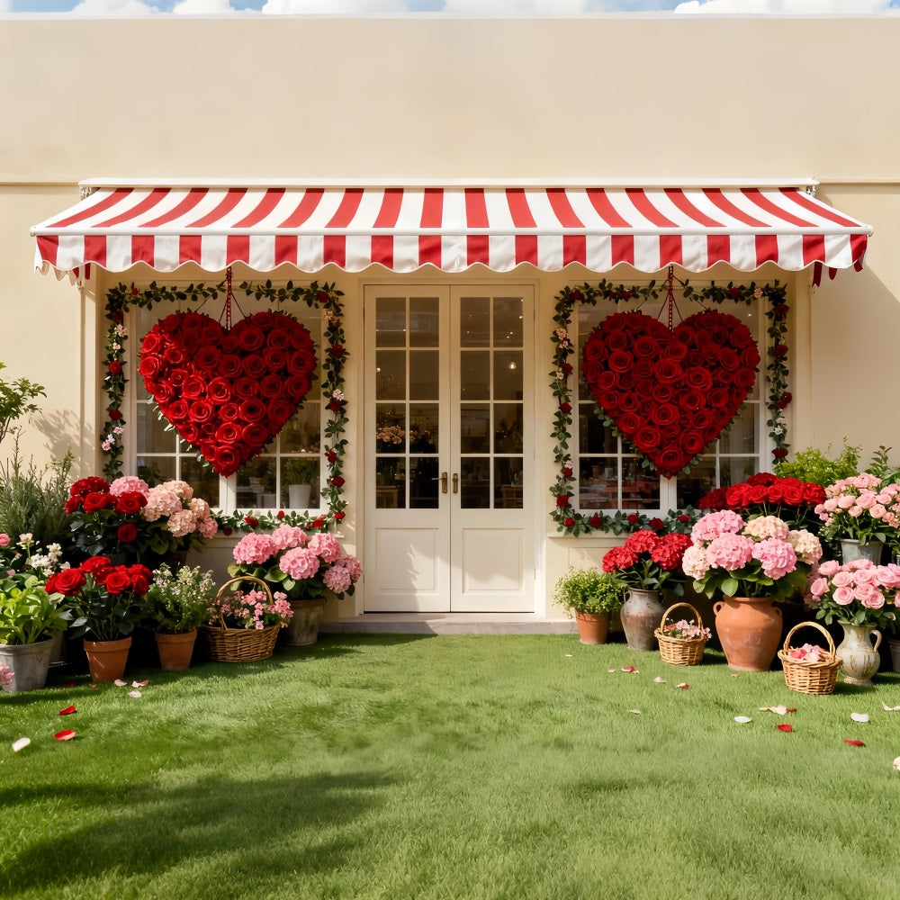 Fond avec cœur en roses Jardin avec cœur devanture de magasin Roses Fond romantique LXX512-49