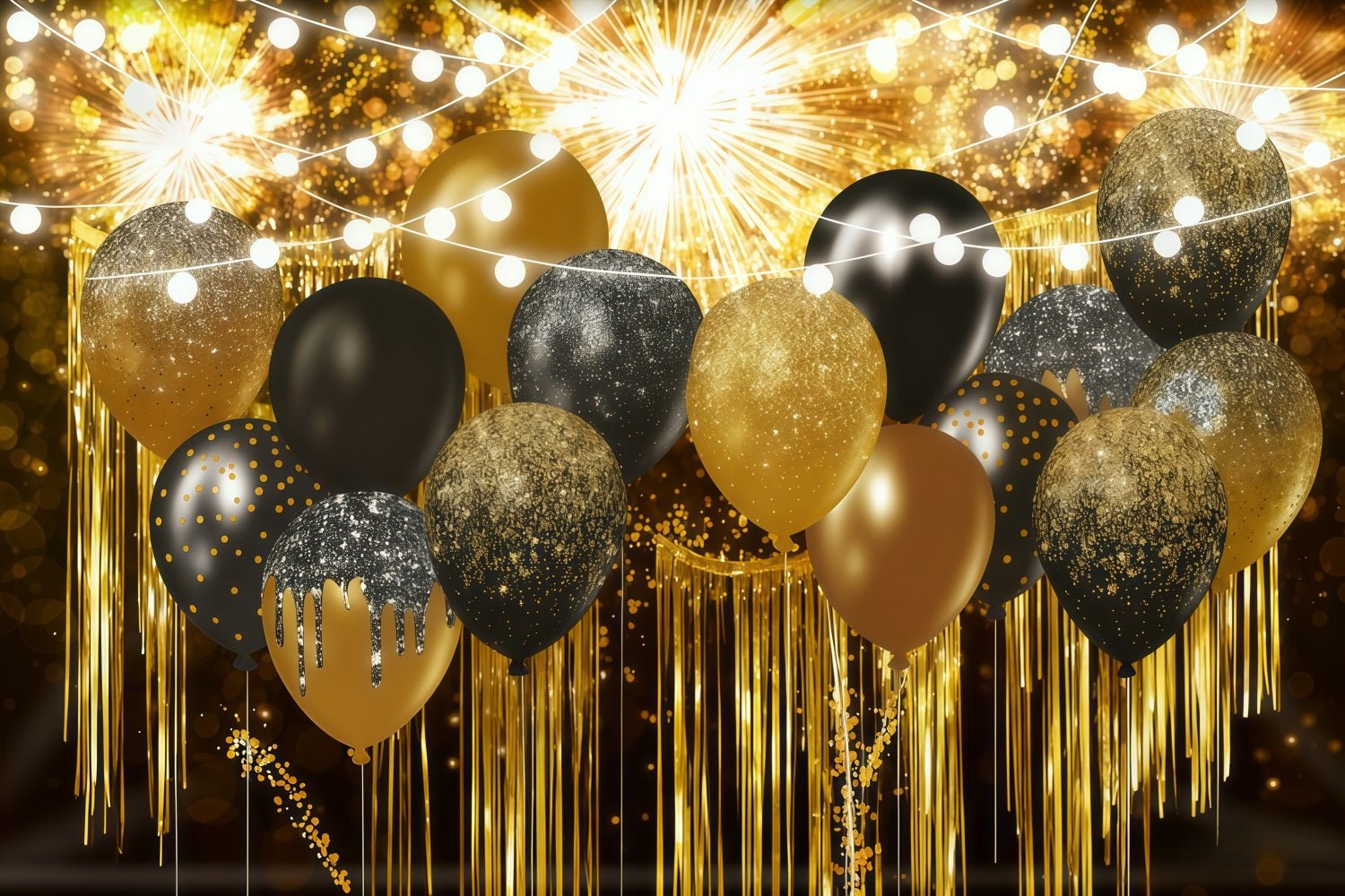 Fond pour le Nouvel An paillettes dorées scintillantes bokeh ballons du Nouvel An LXX512-5