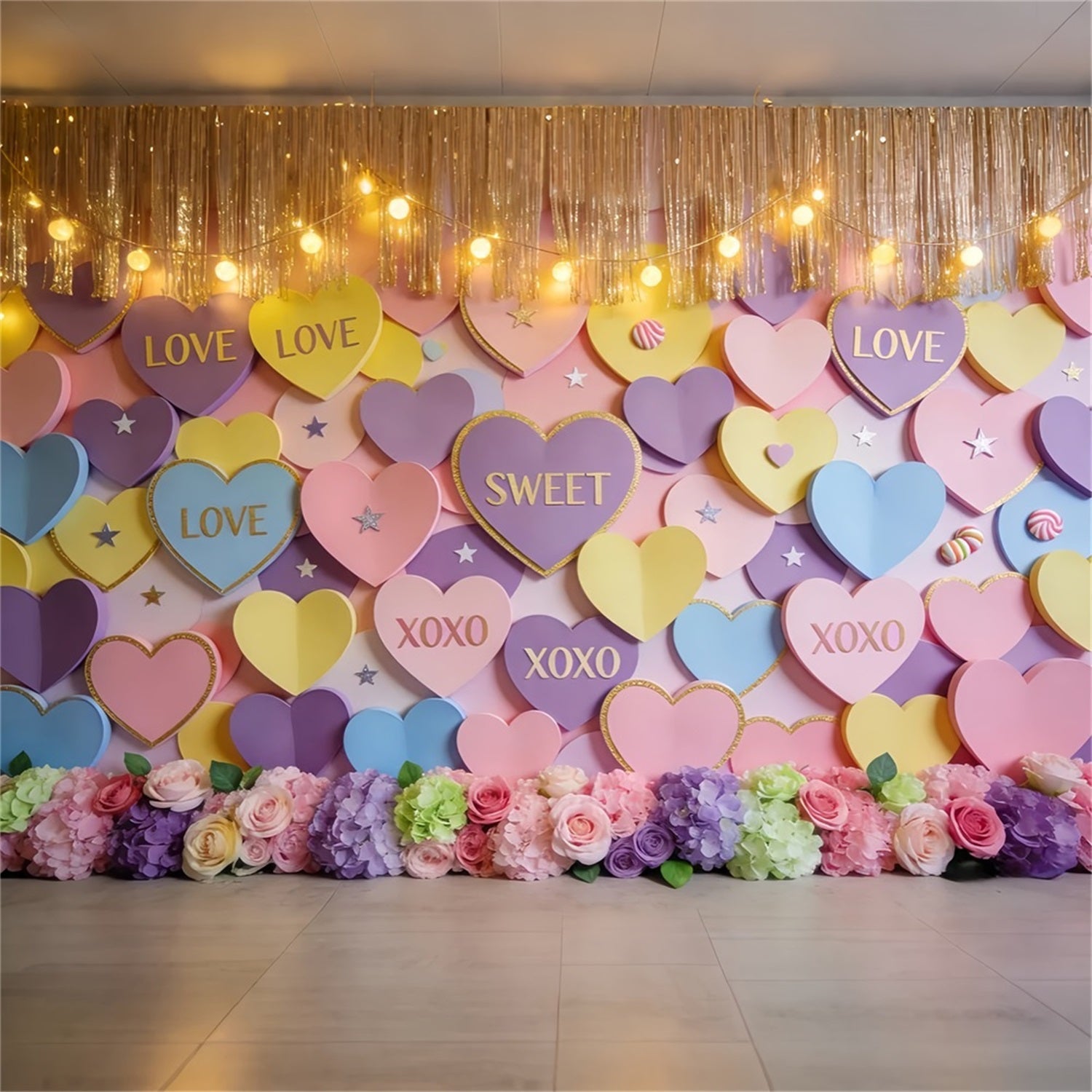Fond romantique Cœurs pastel Fond photo de Saint-Valentin LXX512-60