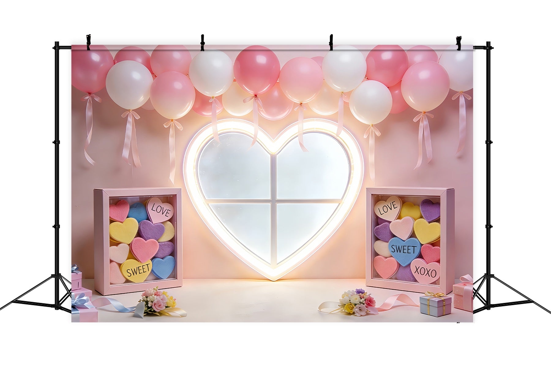 Fond cœur Ballons rose pâle Cœur rose Fond Saint-Valentin LXX512-62
