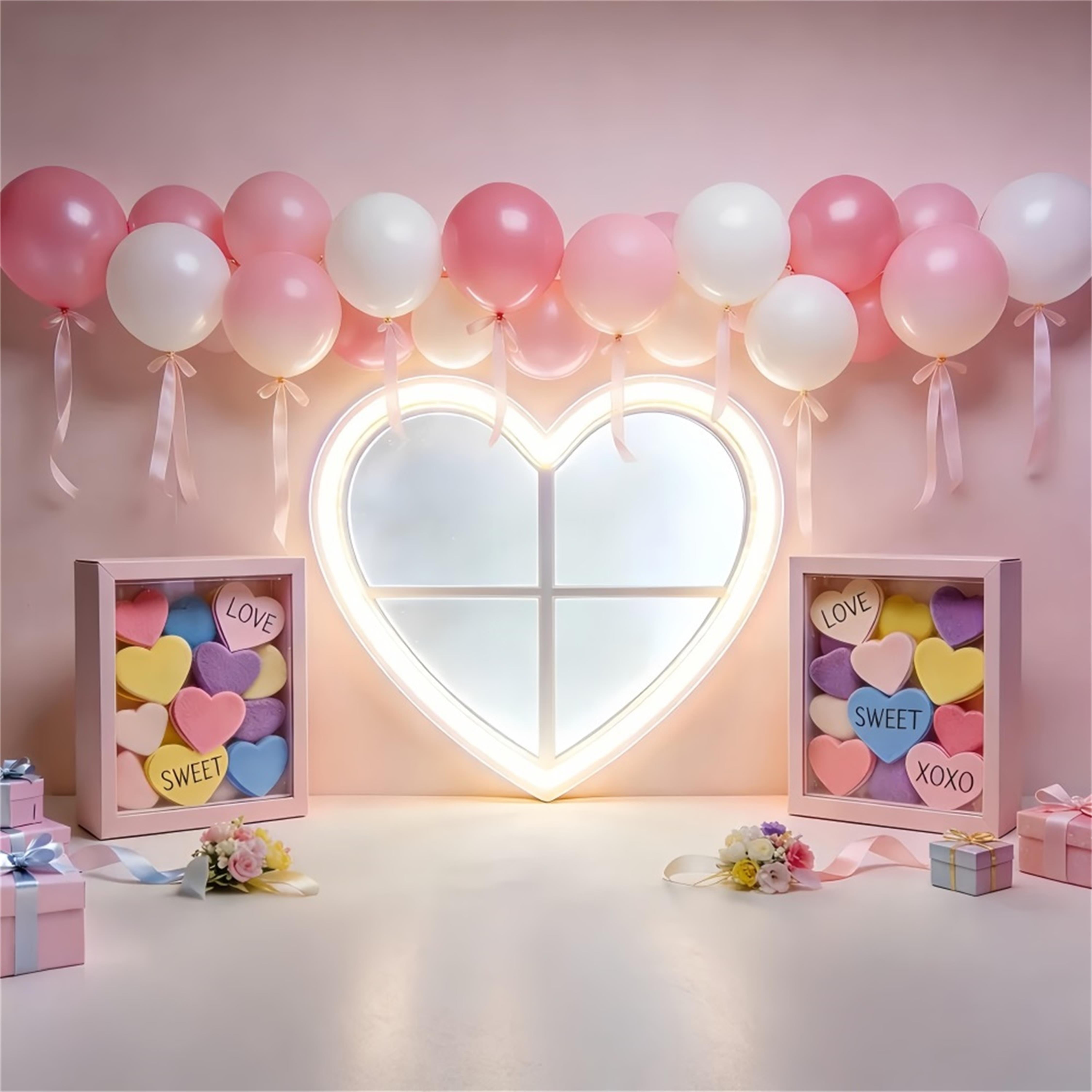 Fond cœur Ballons rose pâle Cœur rose Fond Saint-Valentin LXX512-62
