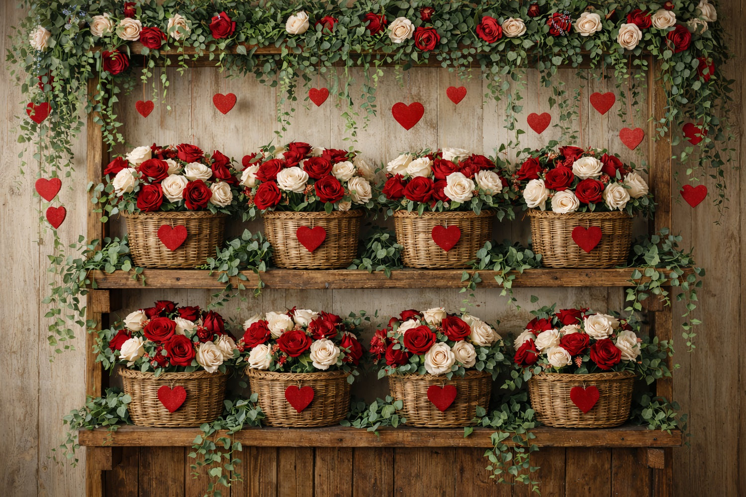 Fond rose rouge Mur floral rustique Fond Valentine simple LXX512-87