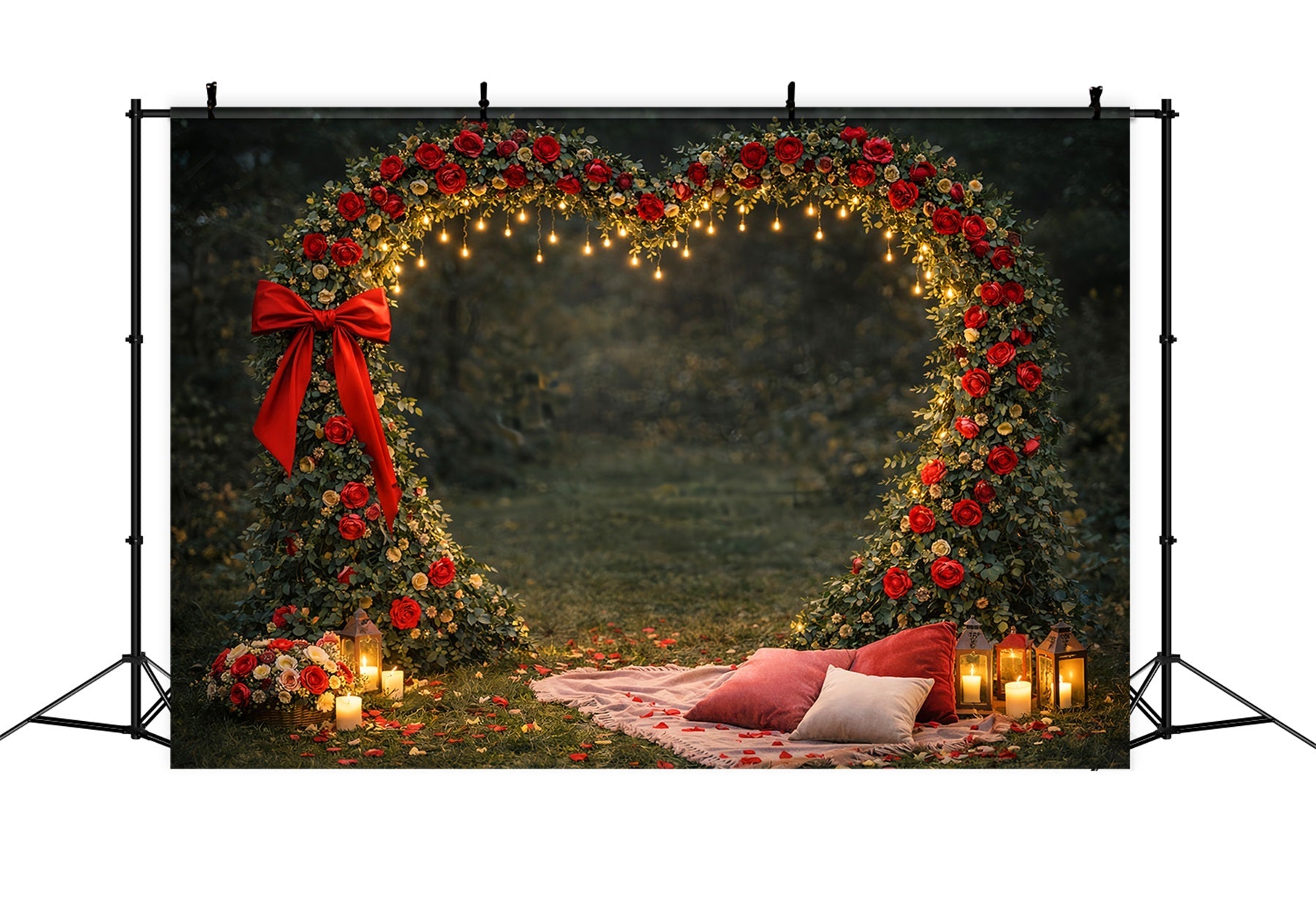 Fond floral en forme de cœur Jardin extérieur Romance Fond roses rouges LXX512-92