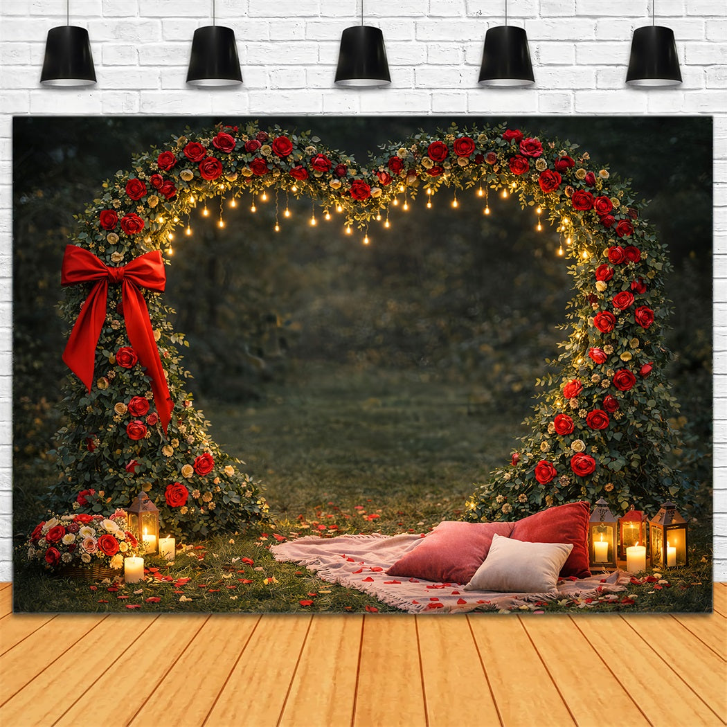 Fond floral en forme de cœur Jardin extérieur Romance Fond roses rouges LXX512-92