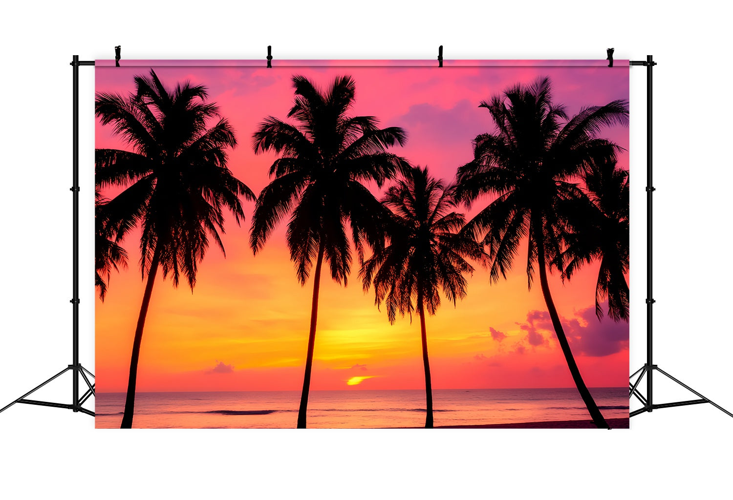 Fond Photo Automne Silhouettes Palmiers Coucher Soleil Tropical LXX58-170
