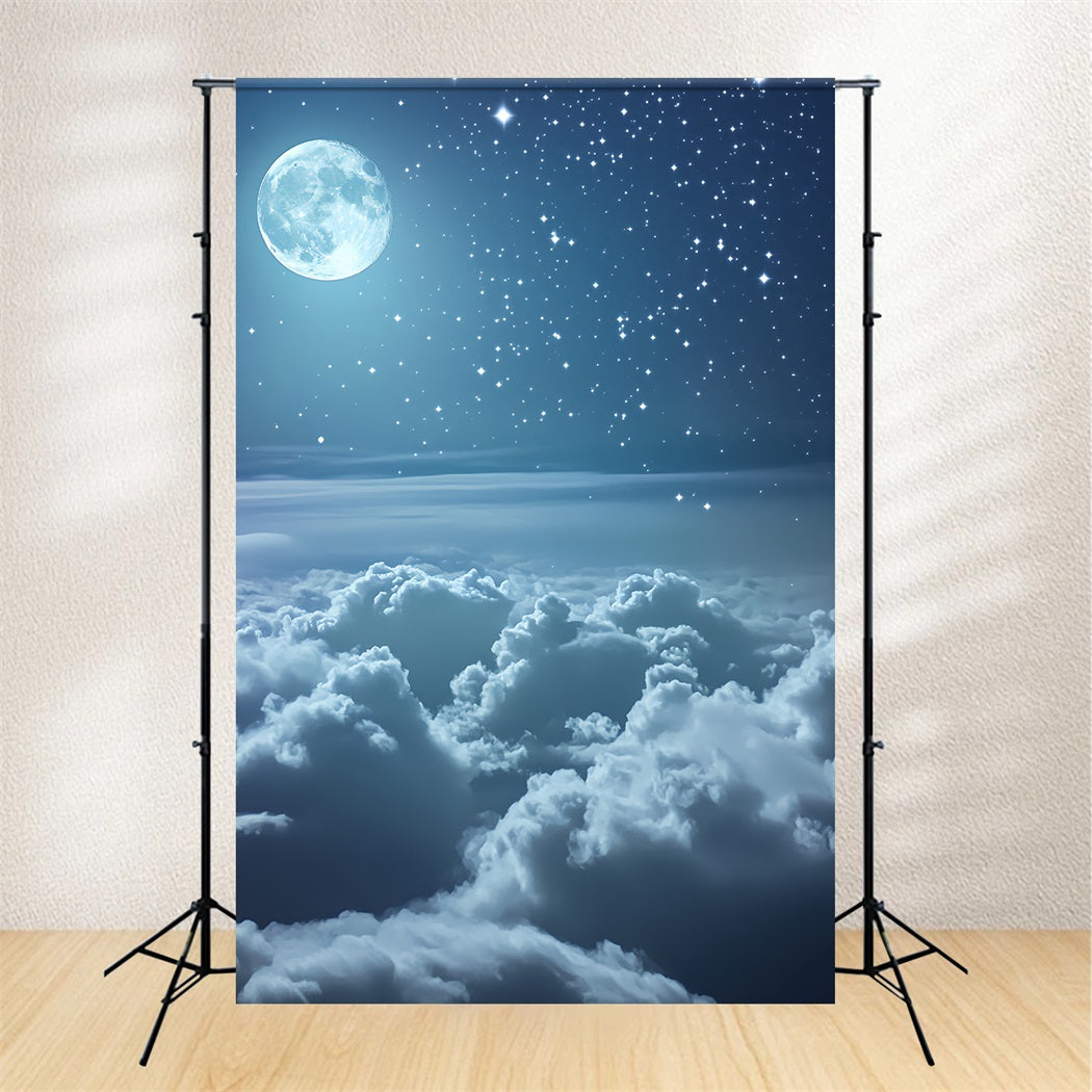 Toile de fond Photo Hiver Ciel Nuageux Étoilé au Clair de Lune LXX58-220