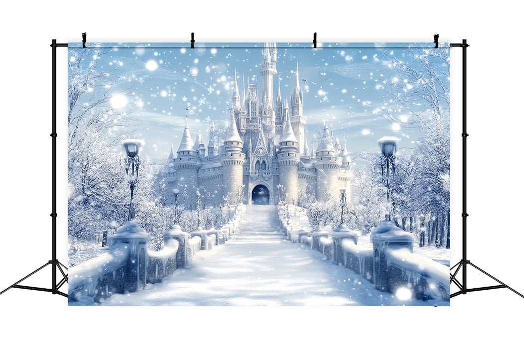 Toile de fond Hiver Château Givré Éclat Fantastique LXX58-225