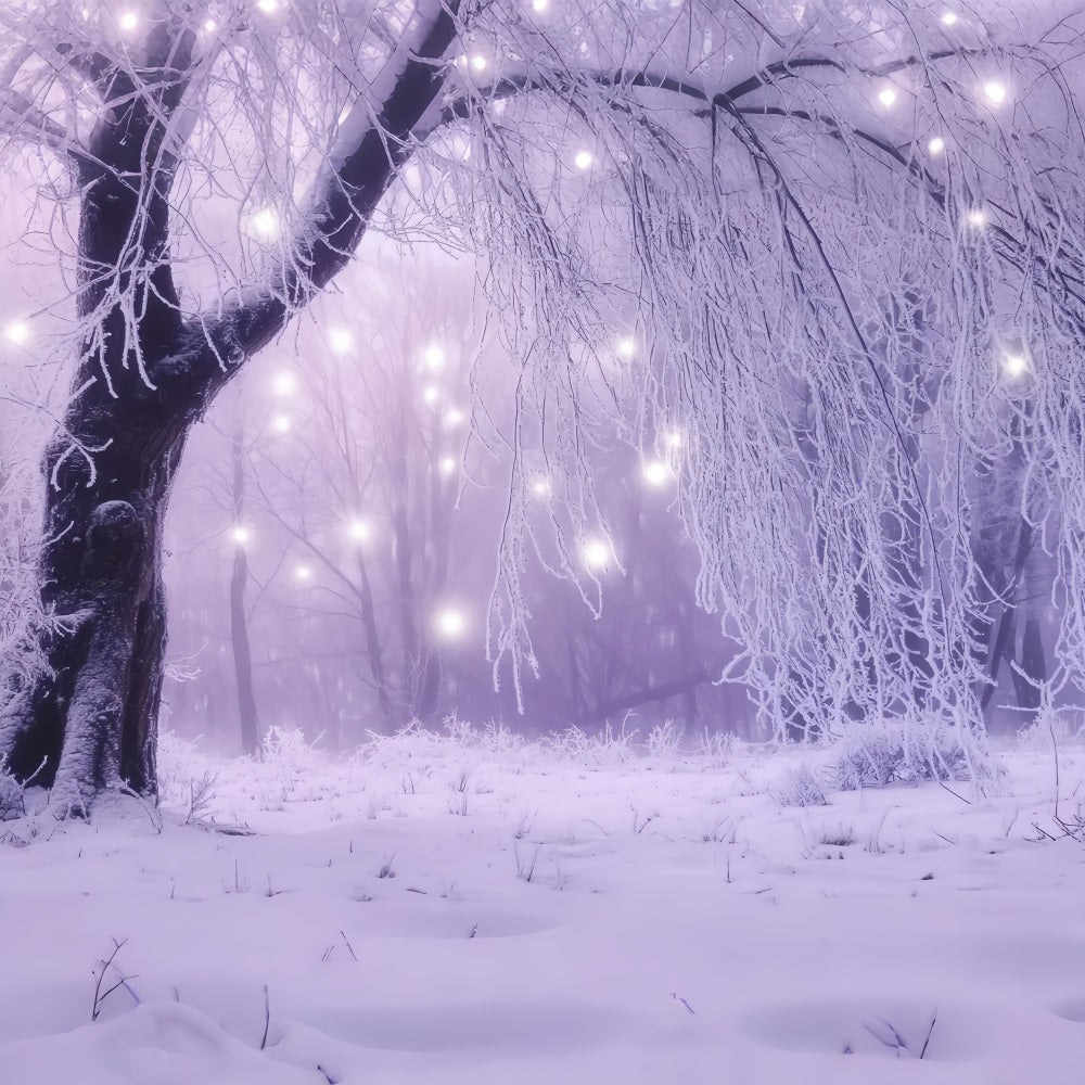 Toile de fond Hiver Forêt Enchantée Lumières Glacées LXX58-226