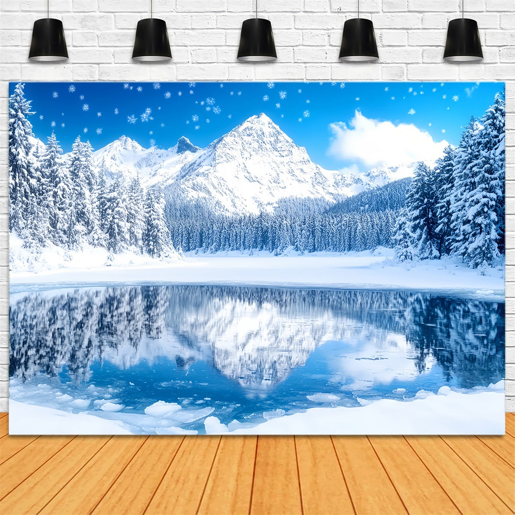 Toile de fond Hiver Lac de Cristal Reflet Alpin LXX58-227