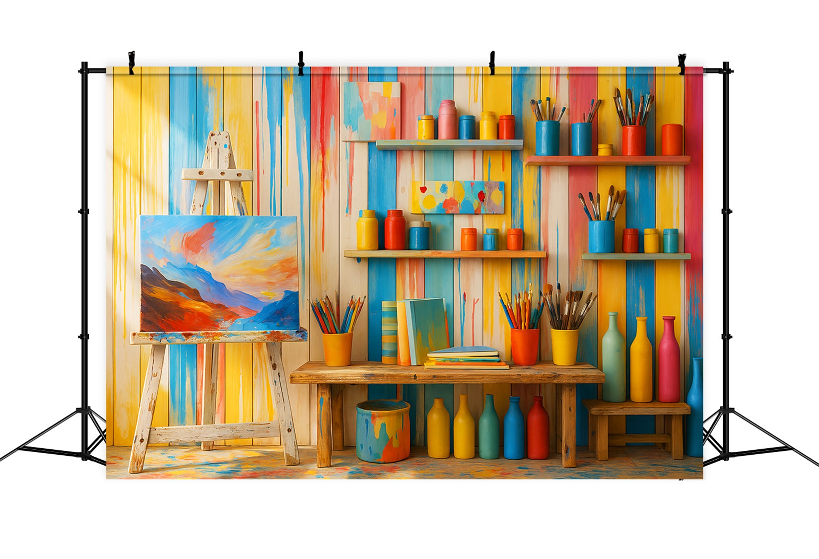 Toile de fond Retour à l'école Maternelle Fournitures Artistiques Studio LXX59-251