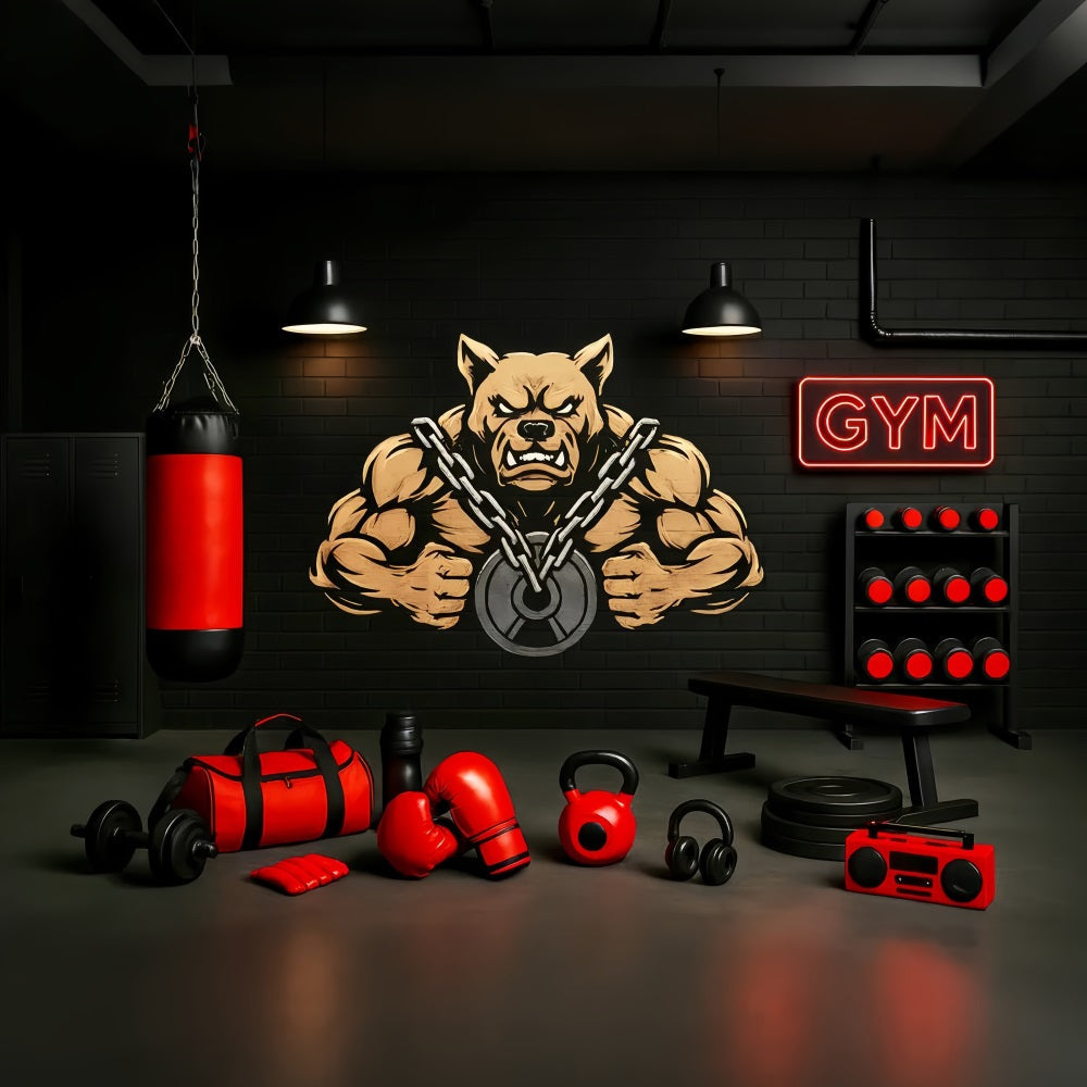 Toile de fond sportive Salle de boxe Bulldog Force Toiles de fond sportives LXX59-300