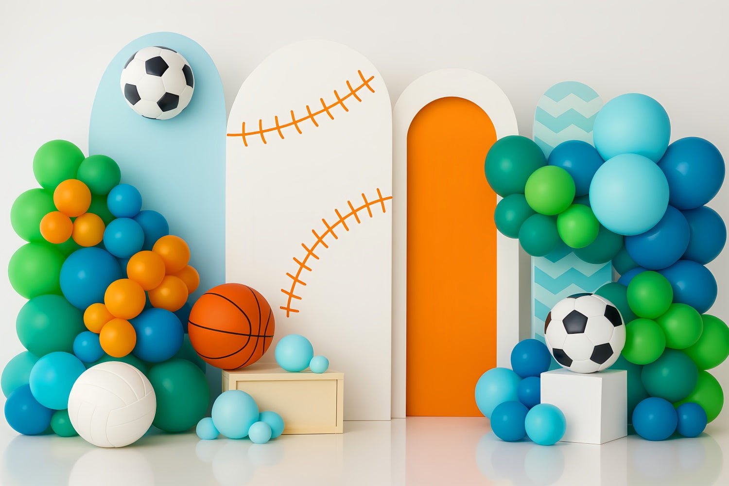 Fond sportif Ballons colorés Mélange sportif Fonds sportifs pour la photographie LXX59-302