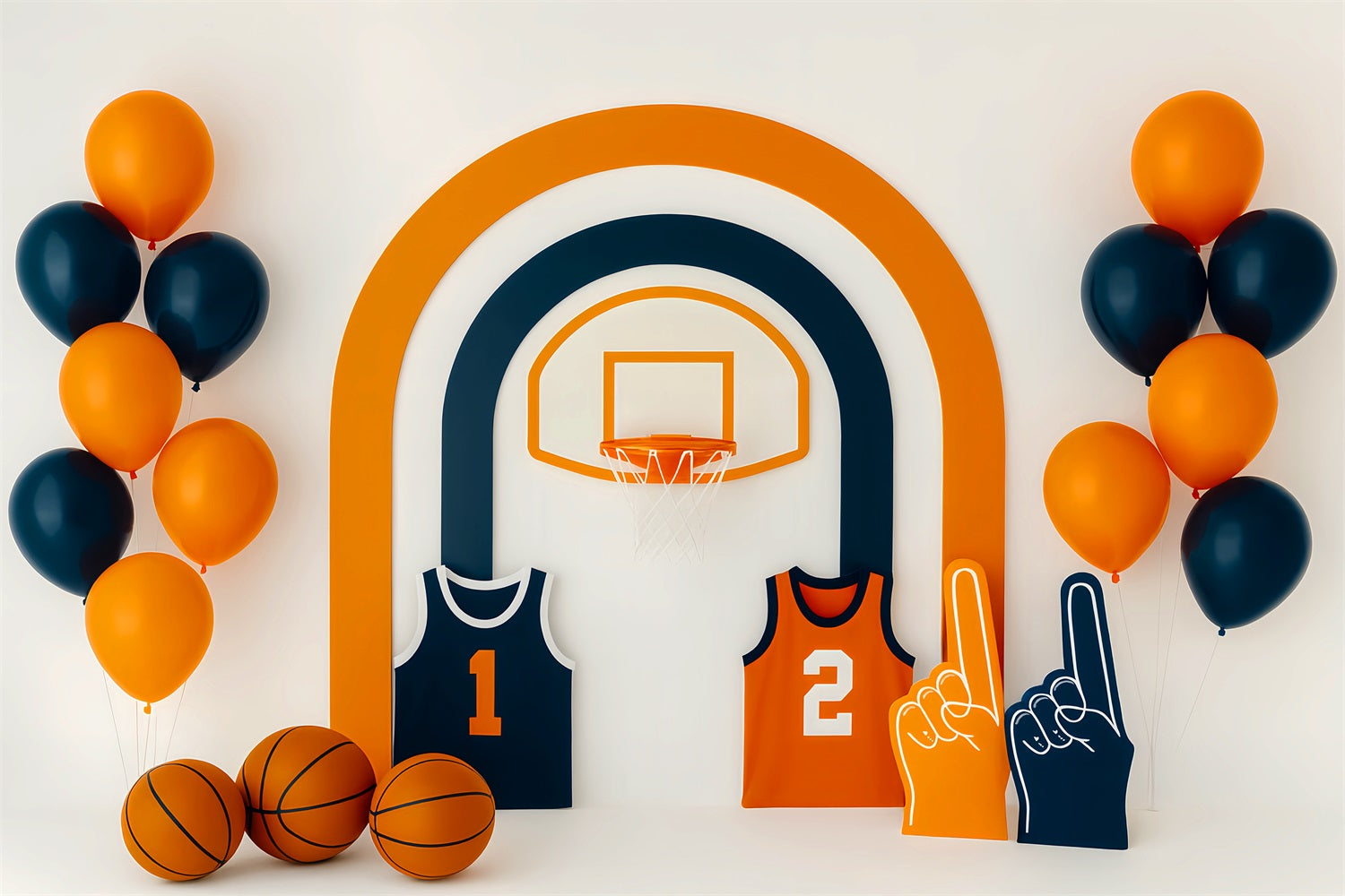Fond sportif orange et bleu avec ballons de basket Fond basket LXX59-305