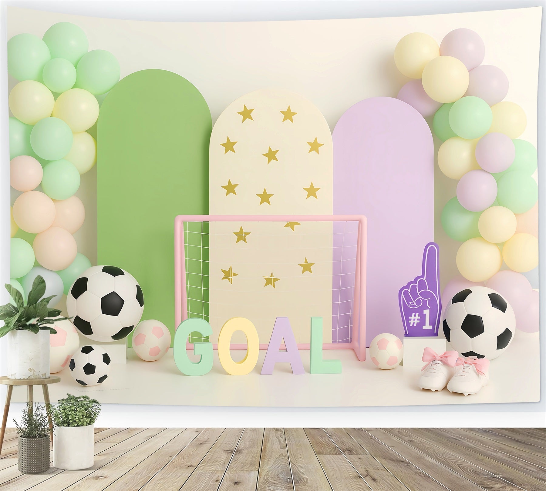 Fond sportif pastel avec but de football Fond football LXX59-306