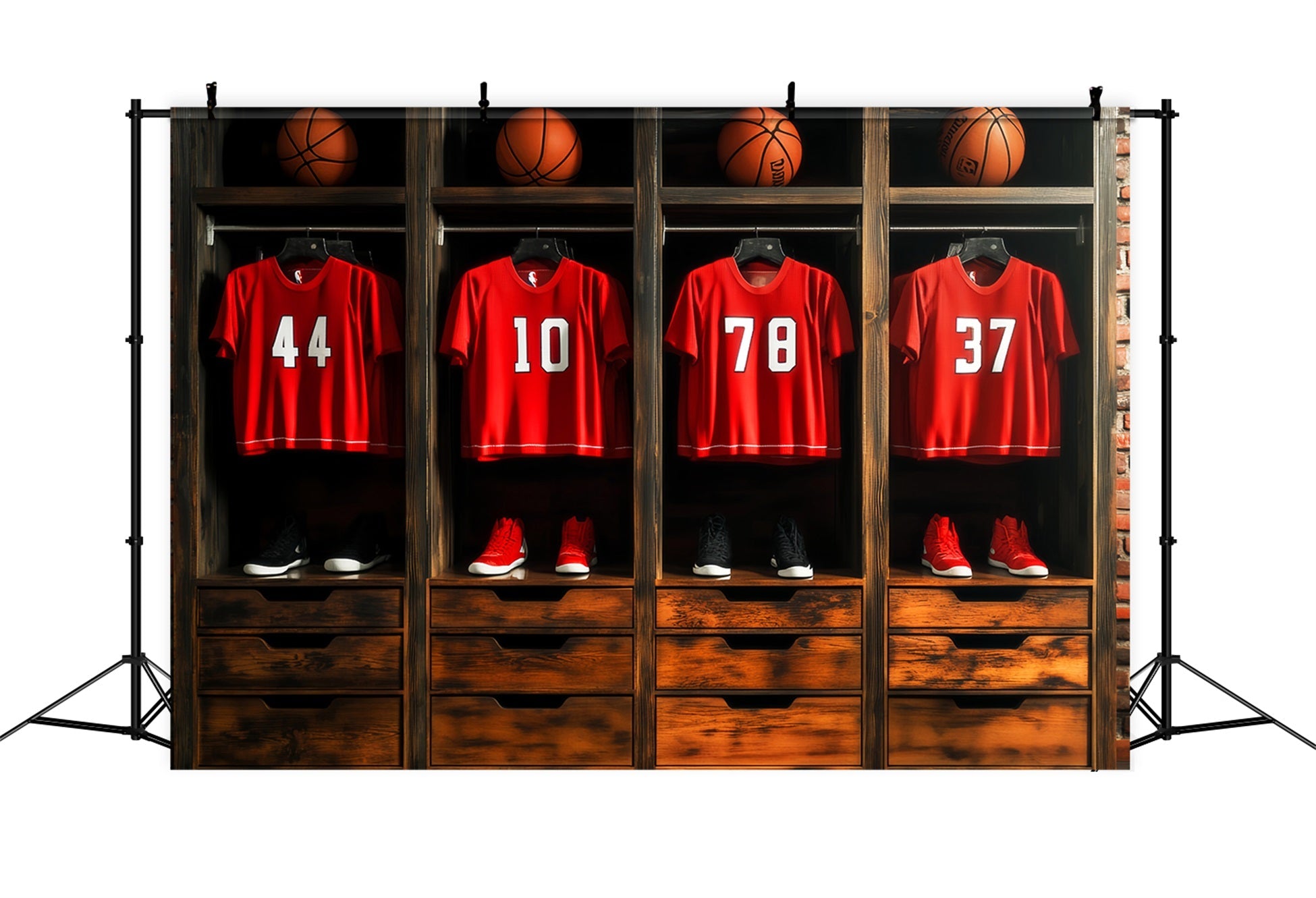 Fond sportif Maillot rouge Casier de basket-ball Fond photo basket-ball LXX59-310