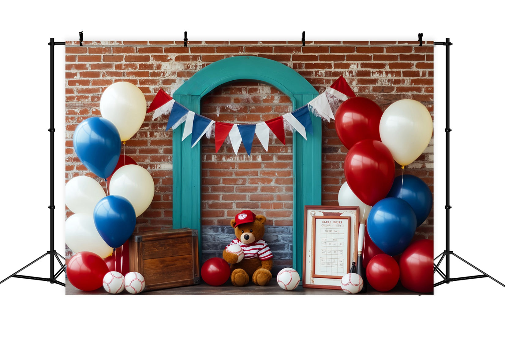 Fond basket-ball Patriotic Baseball Teddy Display Fond sportif LXX59-314