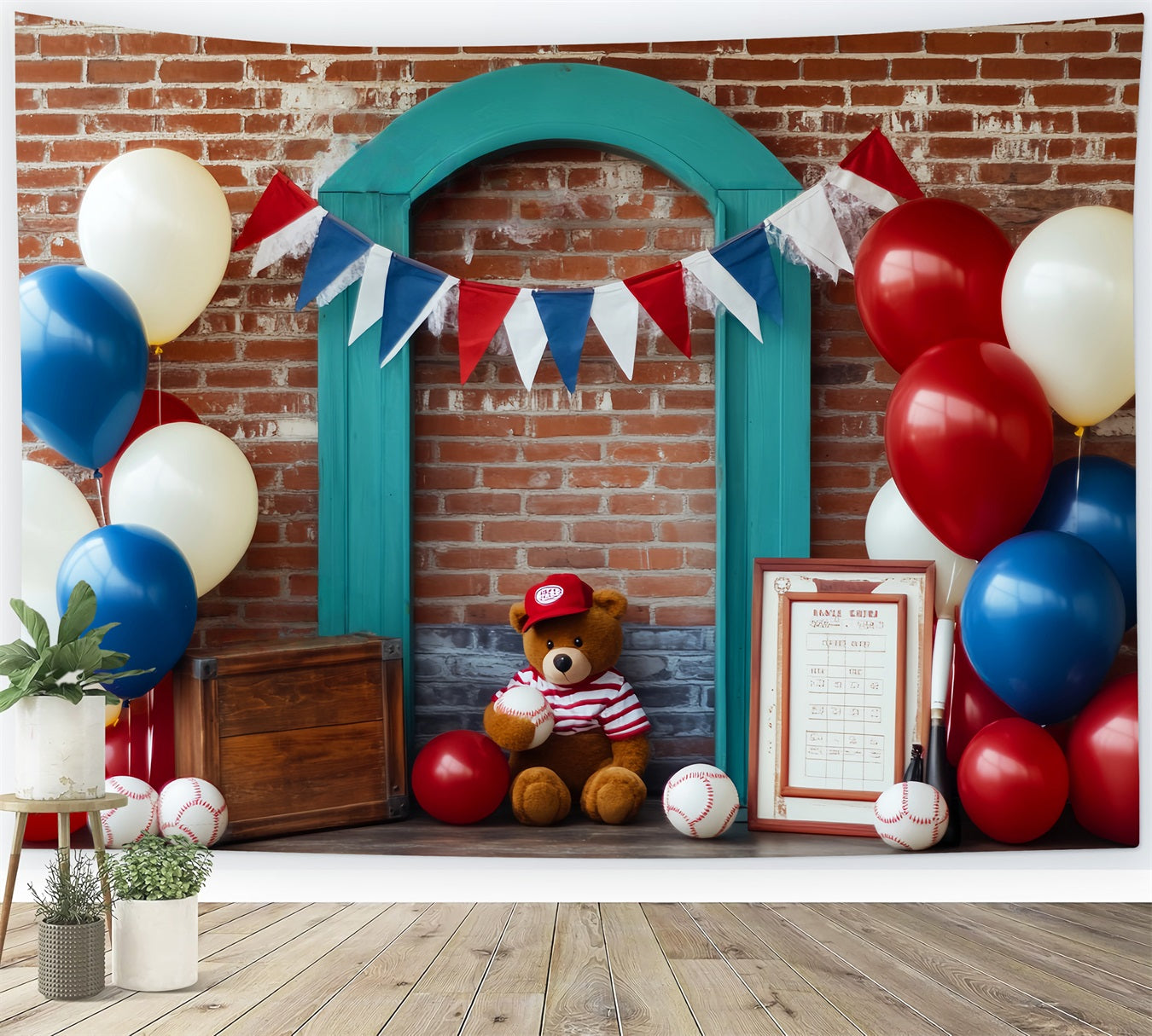 Fond basket-ball Patriotic Baseball Teddy Display Fond sportif LXX59-314