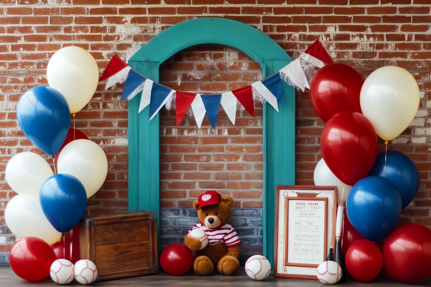Fond basket-ball Patriotic Baseball Teddy Display Fond sportif LXX59-314