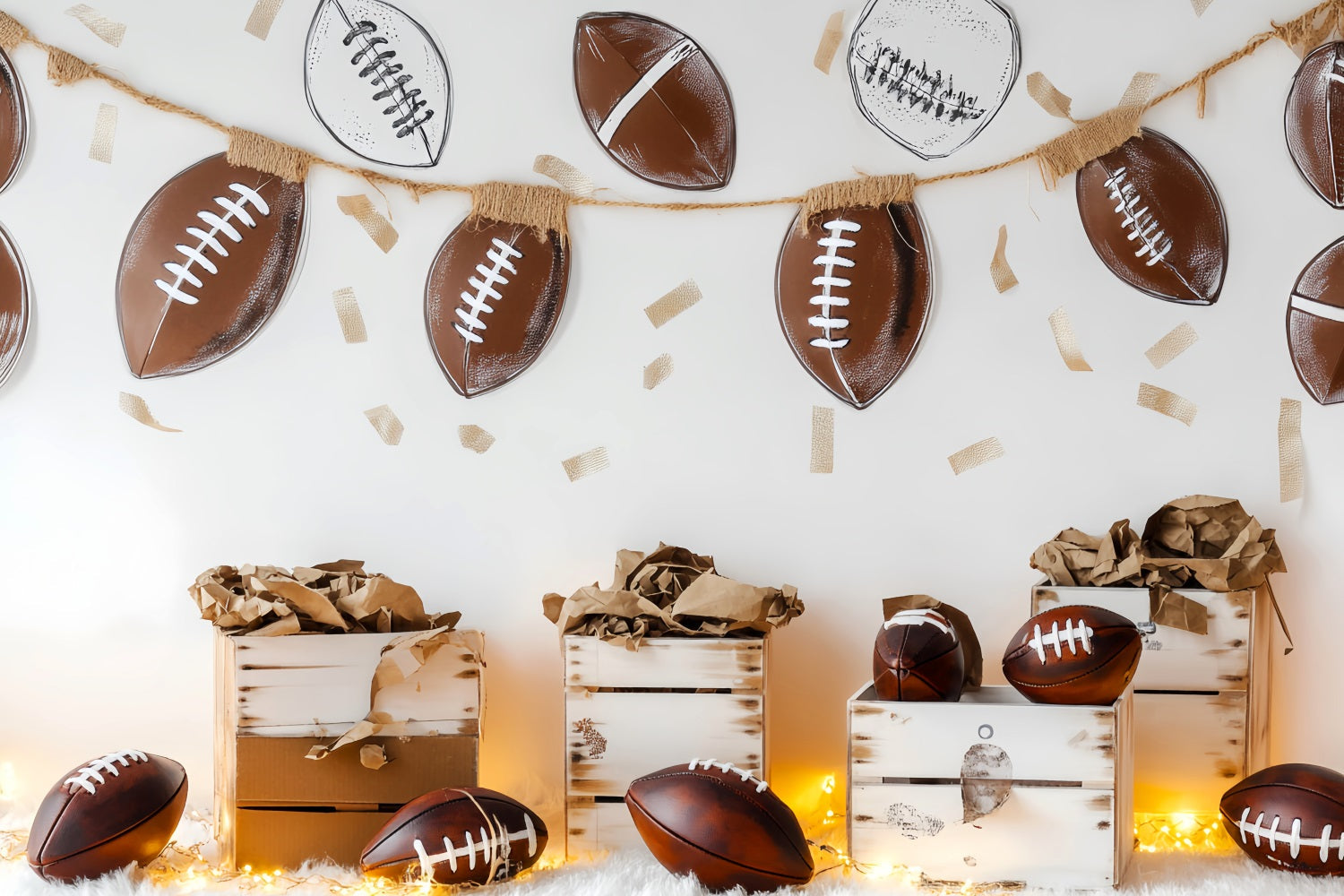 Toile de fond sportive Football Guirlandes Boîtes Décoration Toile de fond football LXX59-317