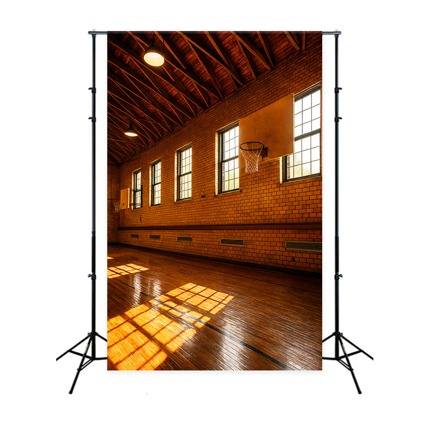 Fonds basket-ball Terrain de basket-ball vintage en briques Fonds sportifs LXX59-335