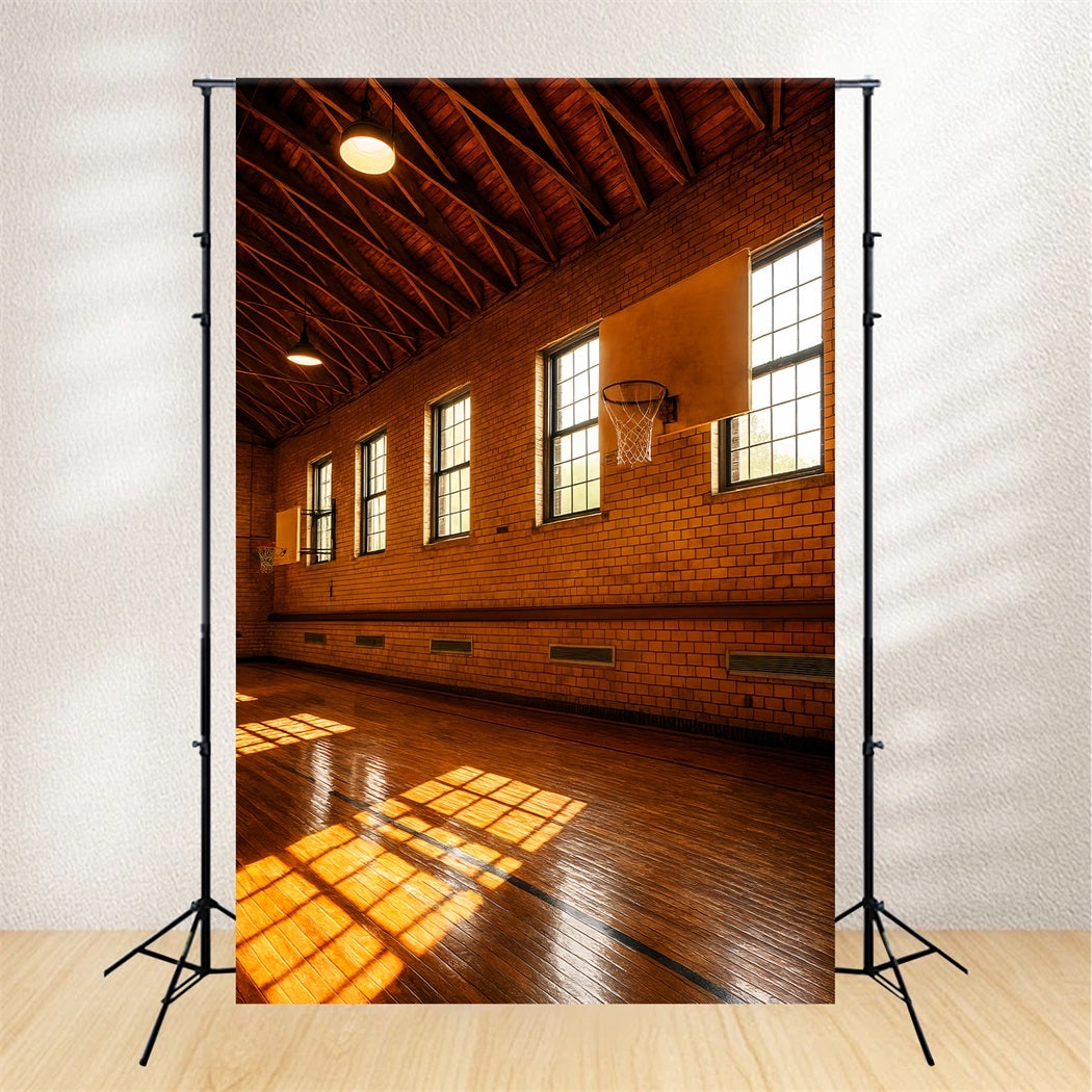Fonds basket-ball Terrain de basket-ball vintage en briques Fonds sportifs LXX59-335