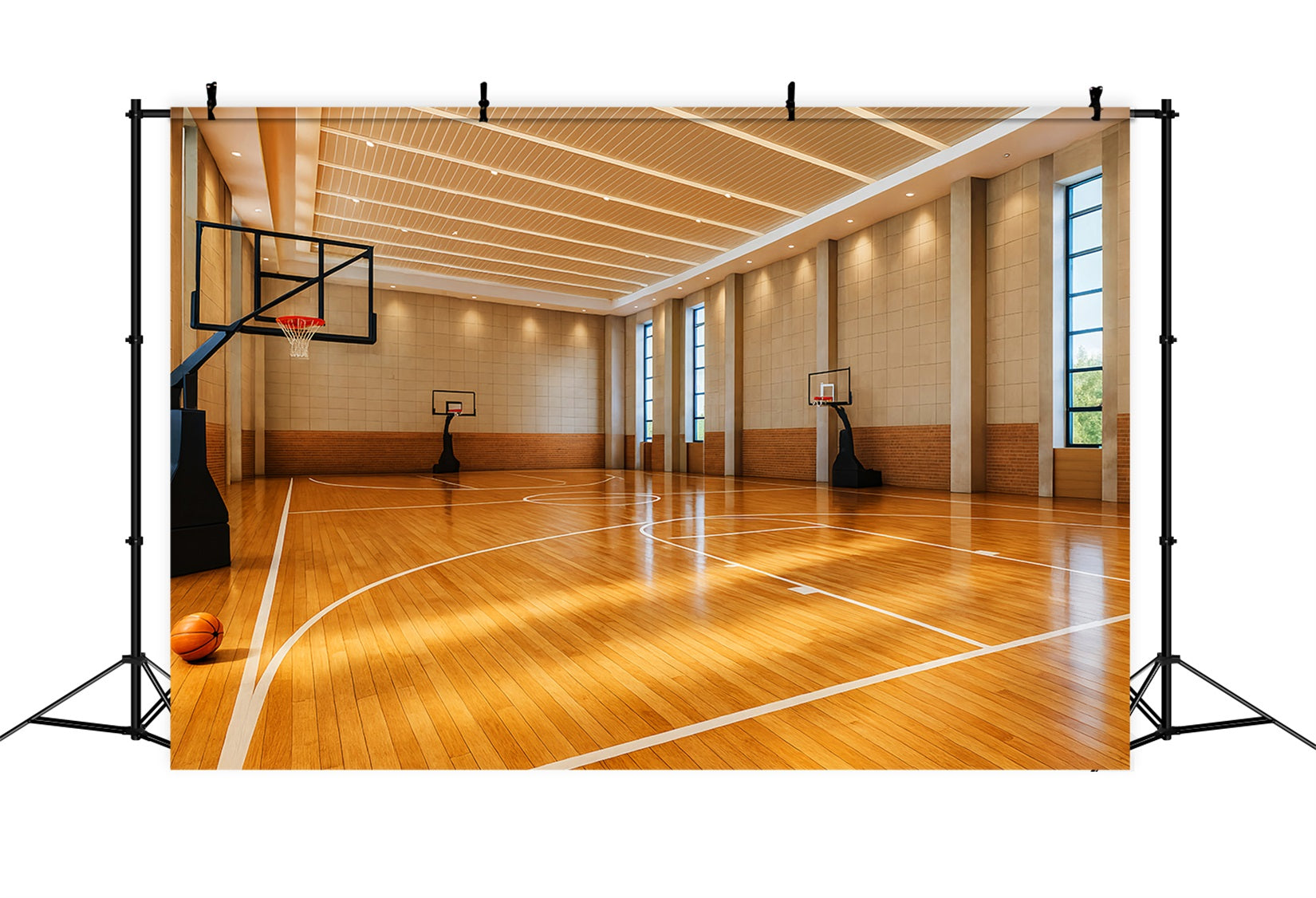 Fonds basket-ball Terrain de basket-ball intérieur moderne Fond football LXX59-337