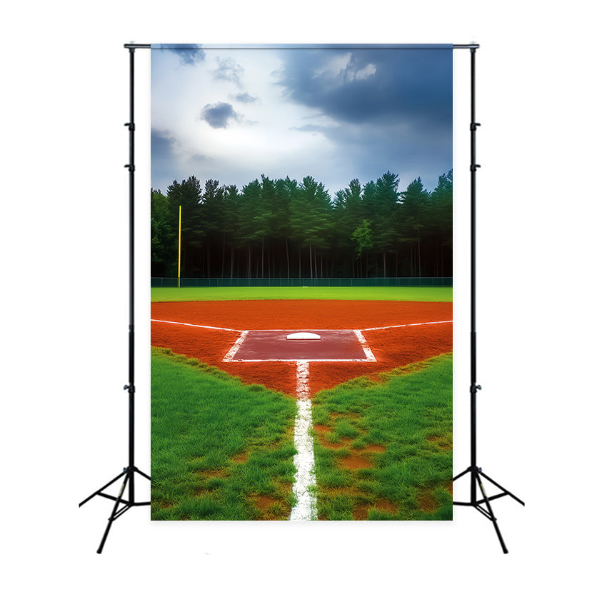 Toile de fond sportive Forêt et terrain de baseball Toile de fond terrain de baseball LXX59-341