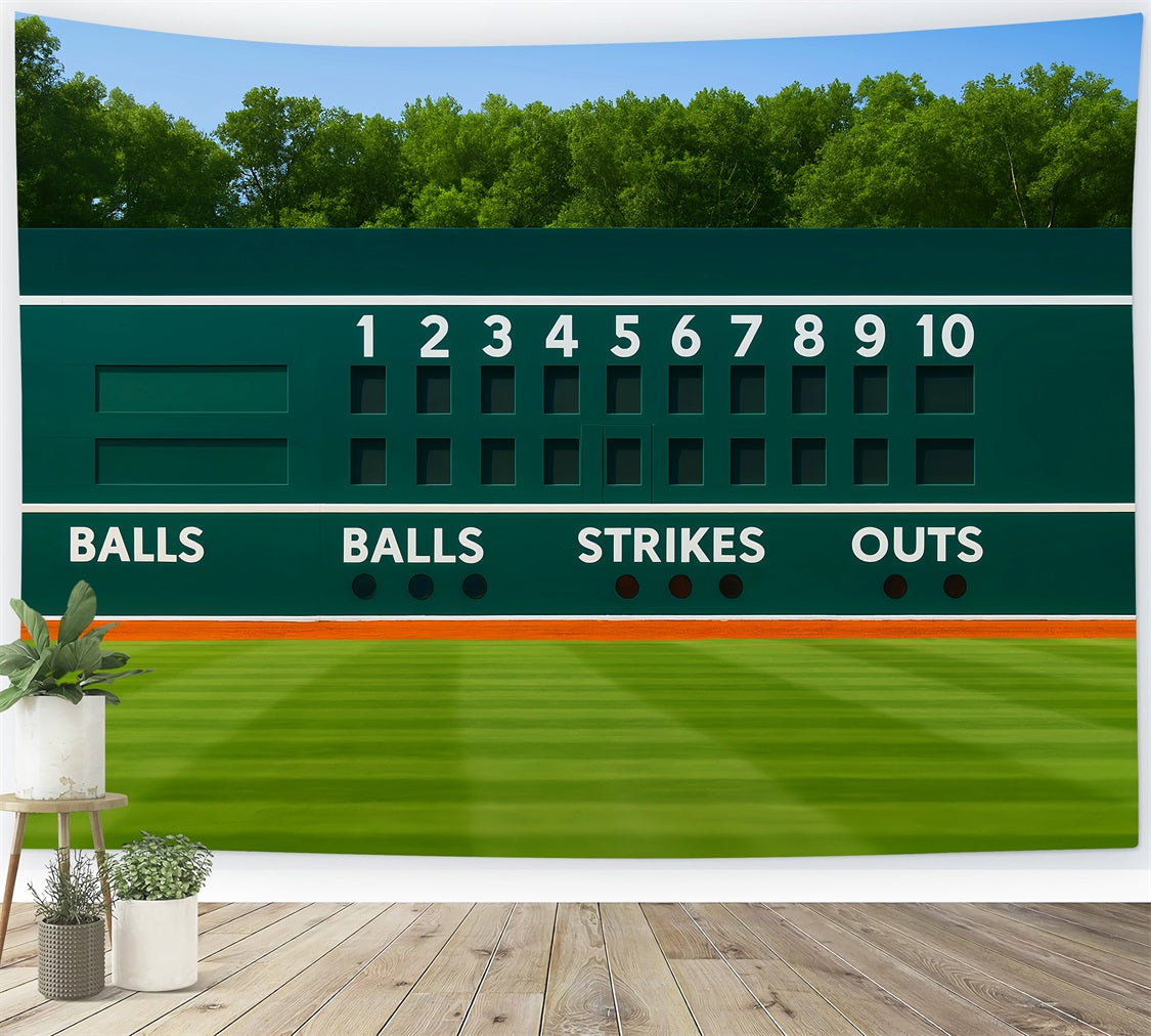 Toile de fond sportive Tableau d'affichage classique vert Toile de fond baseball LXX59-342