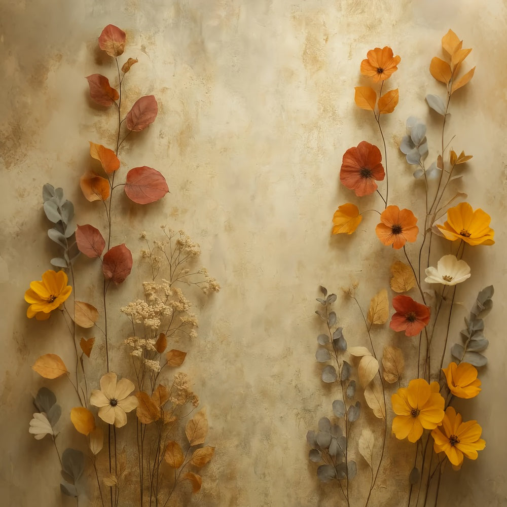 Toiles de fond pour portraits Toile de fond pour portraits avec texture florale séchée d'automne LXX59-425