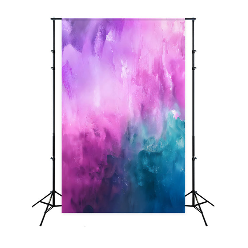 Fonds pour portraits Fond abstrait rose vif et bleu sarcelle pour portraits de famille LXX59-450
