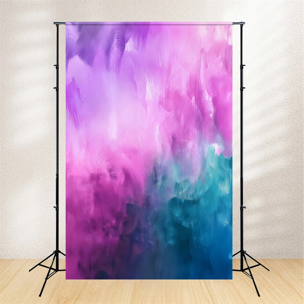 Fonds pour portraits Fond abstrait rose vif et bleu sarcelle pour portraits de famille LXX59-450