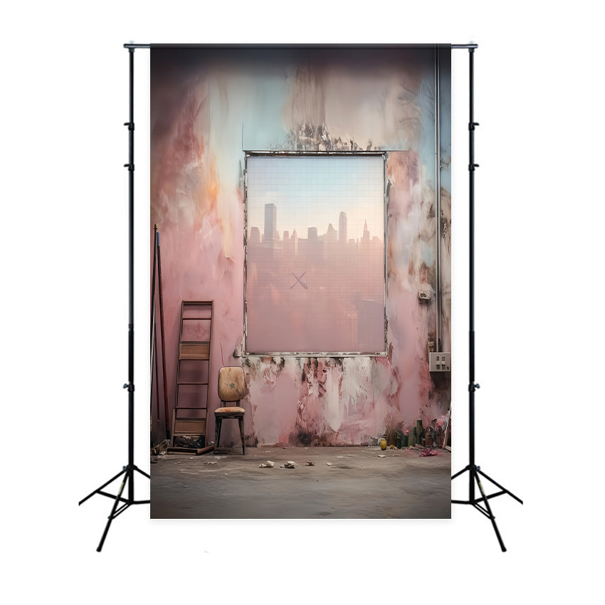 Fond pour photographie portrait Studio urbain Mur pastel Fond pour portrait de famille LXX59-463