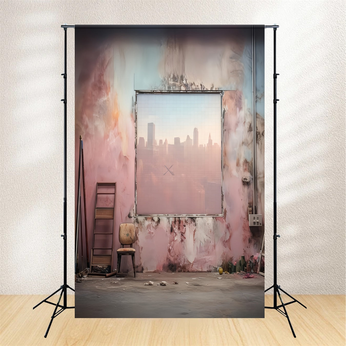 Fond pour photographie portrait Studio urbain Mur pastel Fond pour portrait de famille LXX59-463