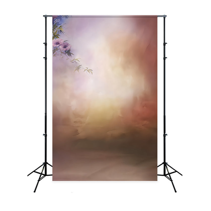 Fond pour portrait Fond pour portrait scolaire avec dégradé de couleurs chaudes et motif floral LXX59-467