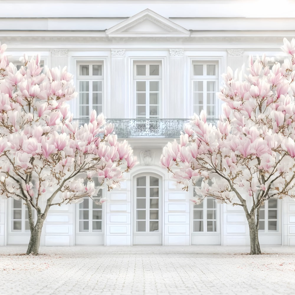 Toile de fond Paris Magnolia Façade Blanche LXX59-48
