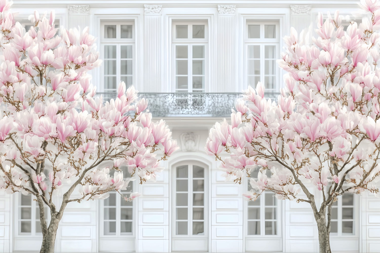 Toile de fond Paris Magnolia Façade Blanche LXX59-48