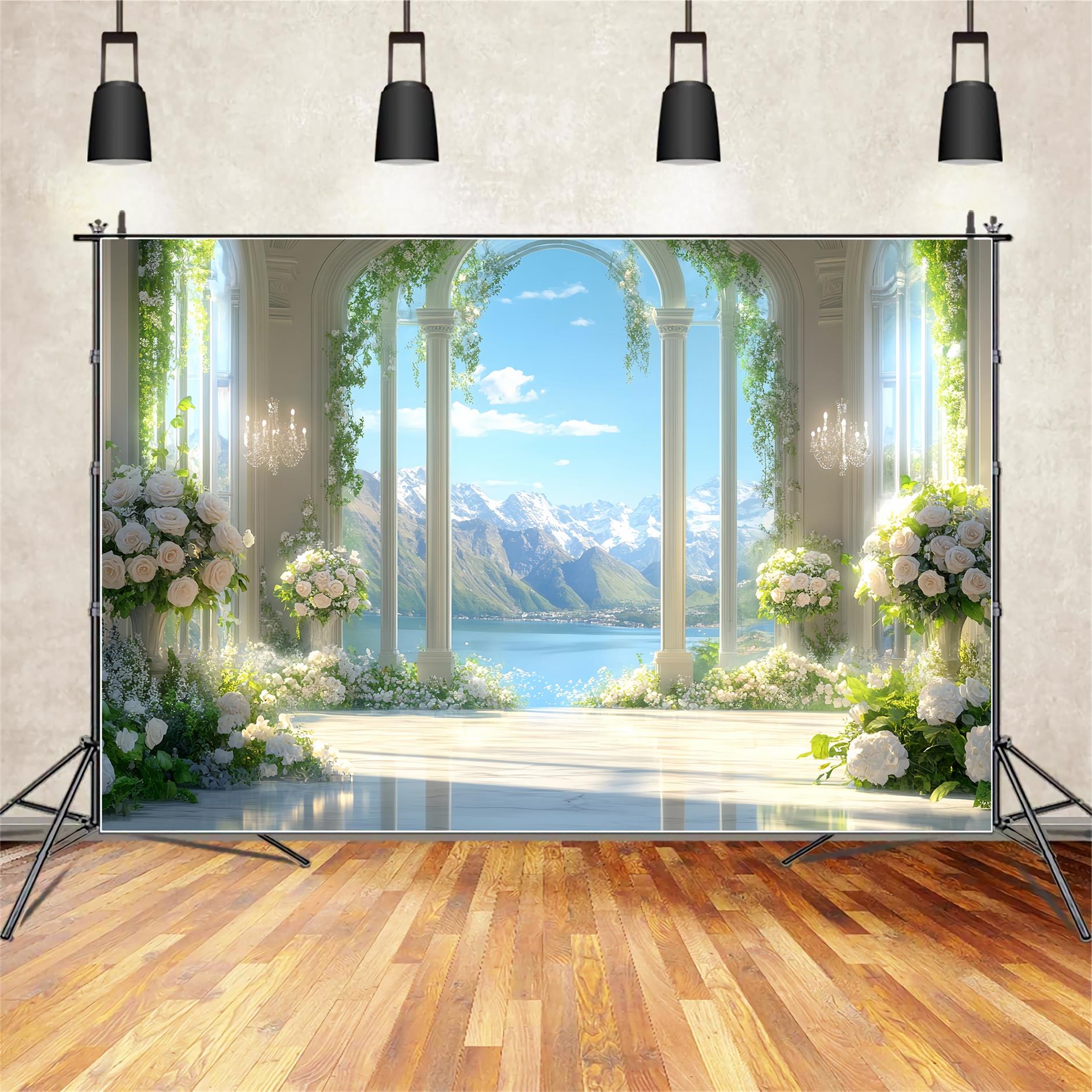 Toile de fond Paris Salle Florale Montagne Luxueuse Photos LXX59-51