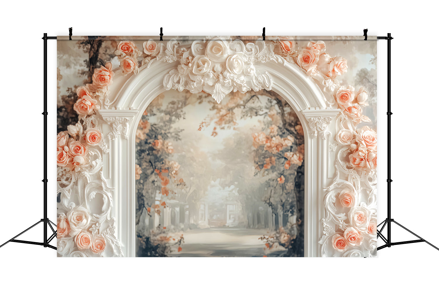 Toile de fond Paris Arche Vintage Décor Roses LXX59-74
