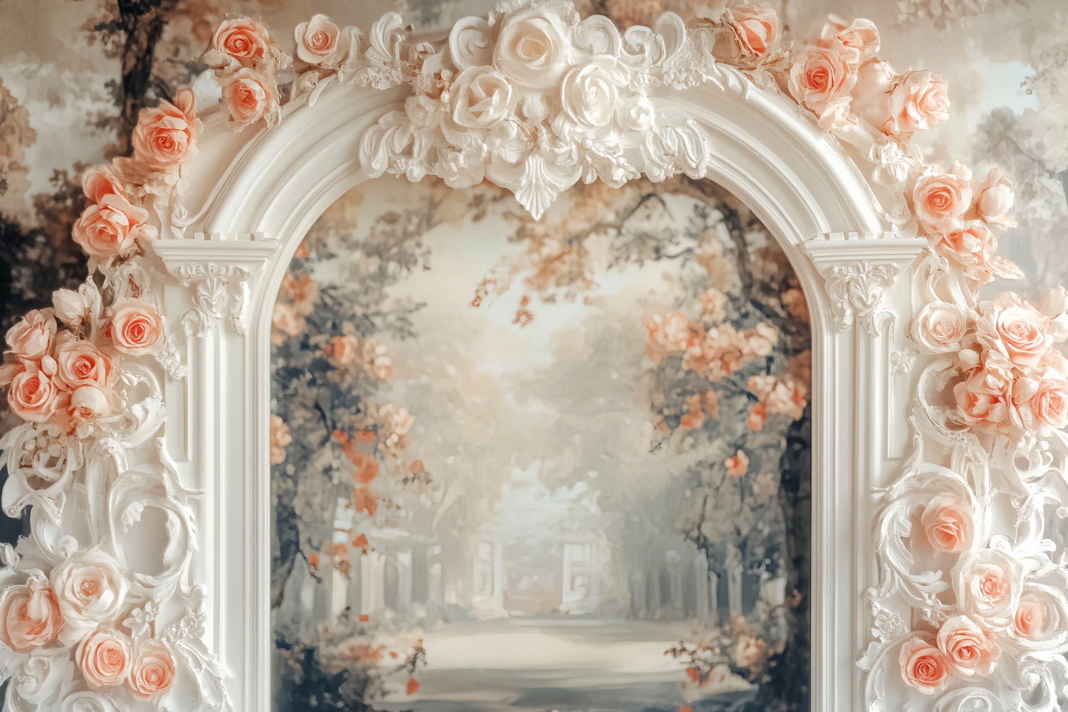 Toile de fond Paris Arche Vintage Décor Roses LXX59-74