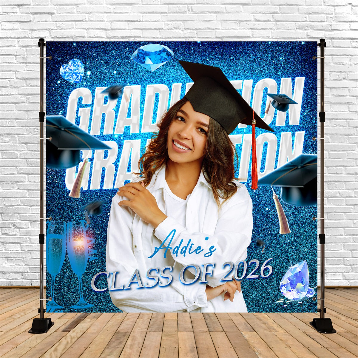 Toile de Fond de Graduation Personnalisée Étincelle de Diamant LXX6-202