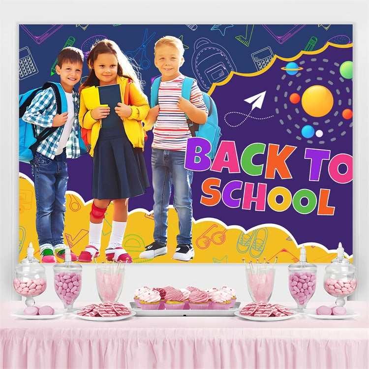 Toile de fond Retour à l’École Personnalisable Voyage Galactique Scolaire LXX6-33