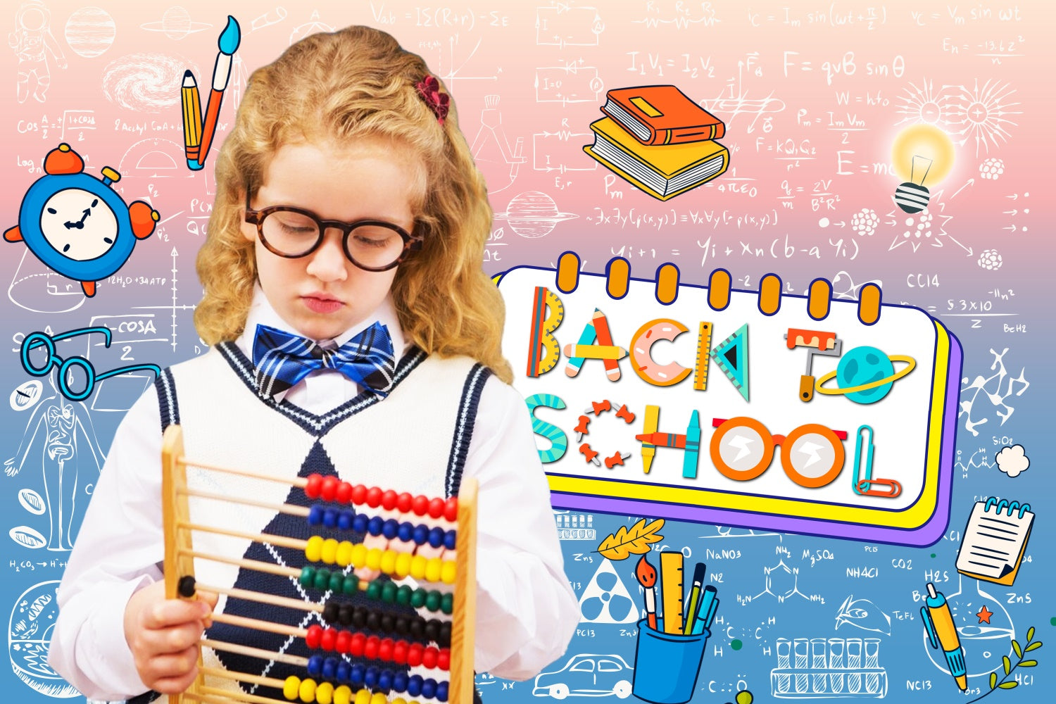 Toile de fond Retour à l’École Personnalisable Magie des Maths et Apprentissage LXX6-36