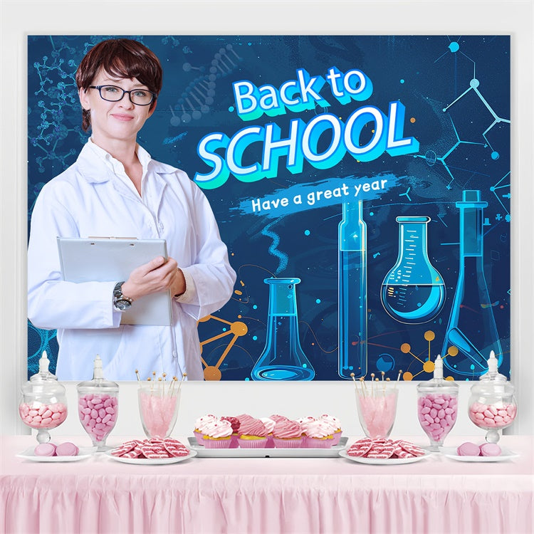 Toile de fond Retour à l’École Personnalisable Laboratoire Bleu de Chimie LXX6-41
