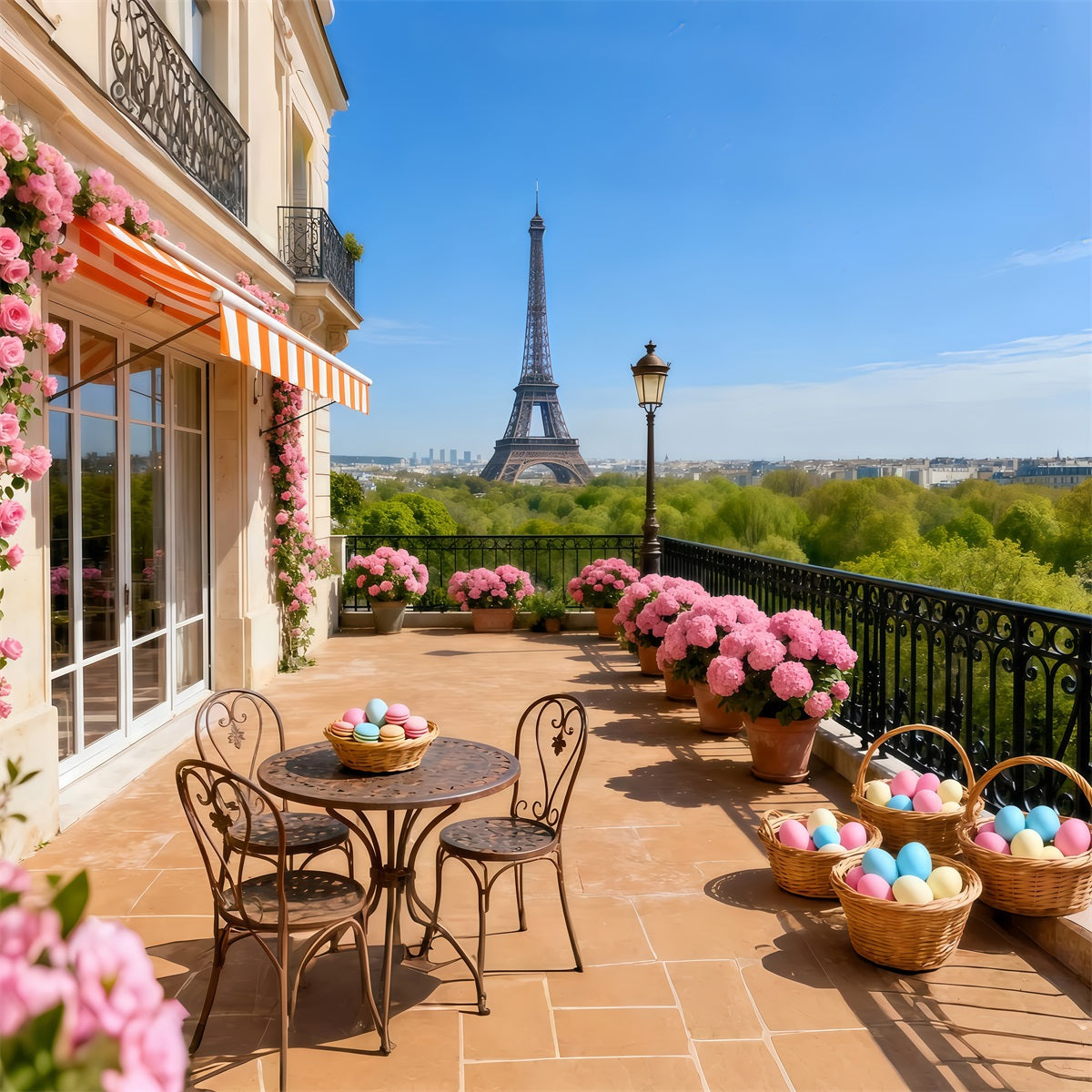 Fond Photo Pâques Balcon Paris Tour Eiffel LXX61-113