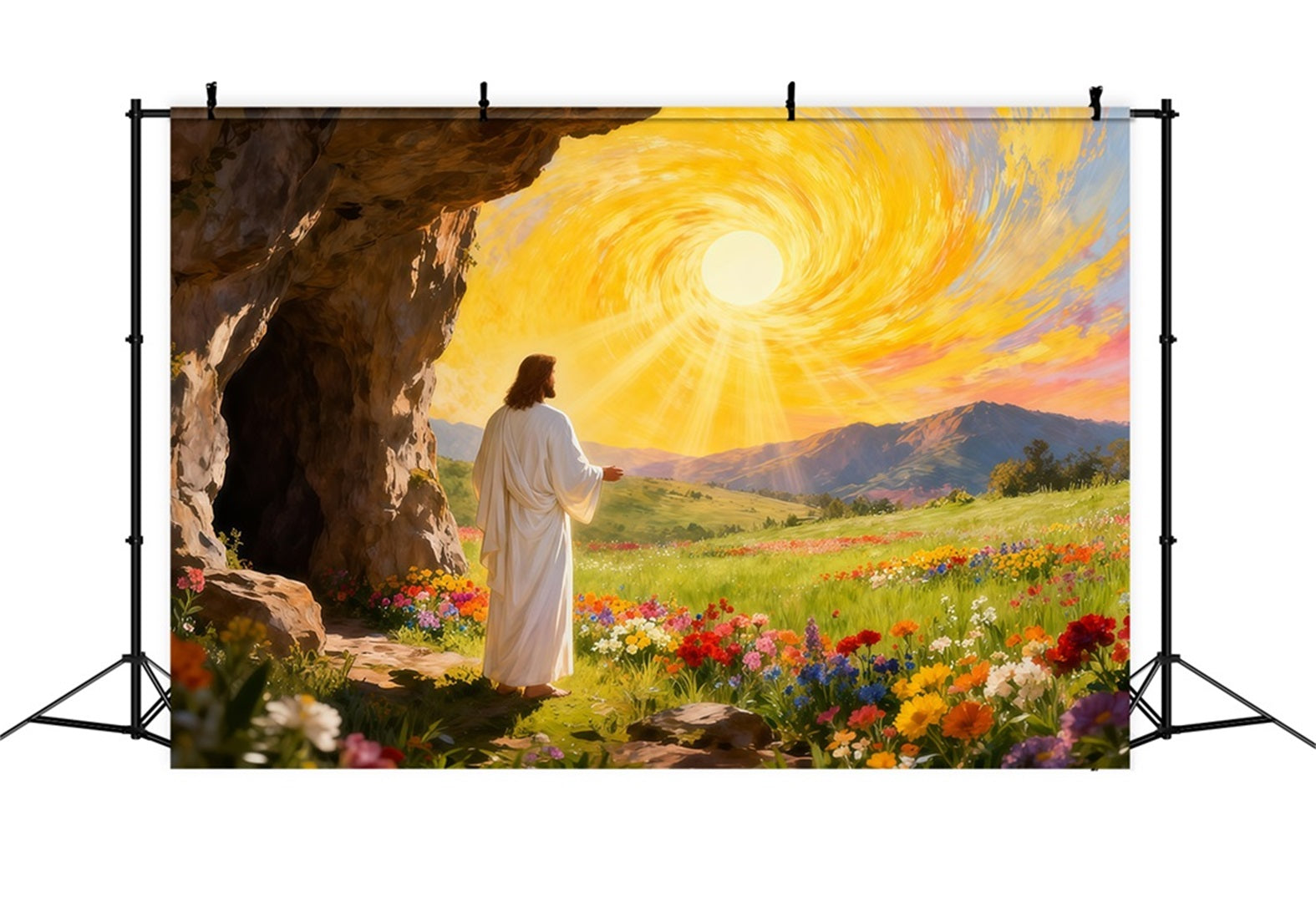 Fond Photo Pâques Il Est Ressuscité Lumière Sainte LXX61-125
