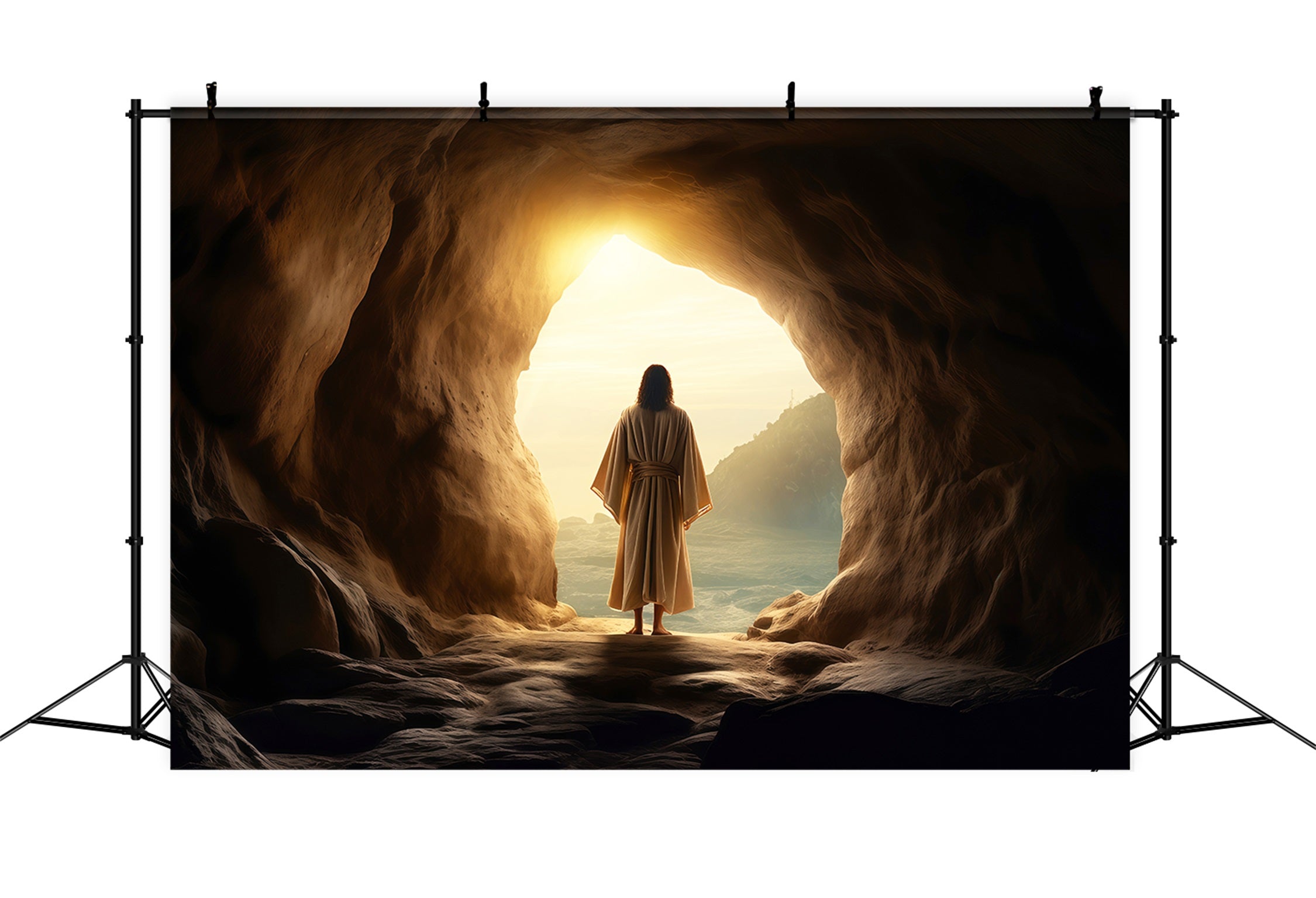 Fond de Pâques Il Est Ressuscité Sauveur Grotte LXX61-132