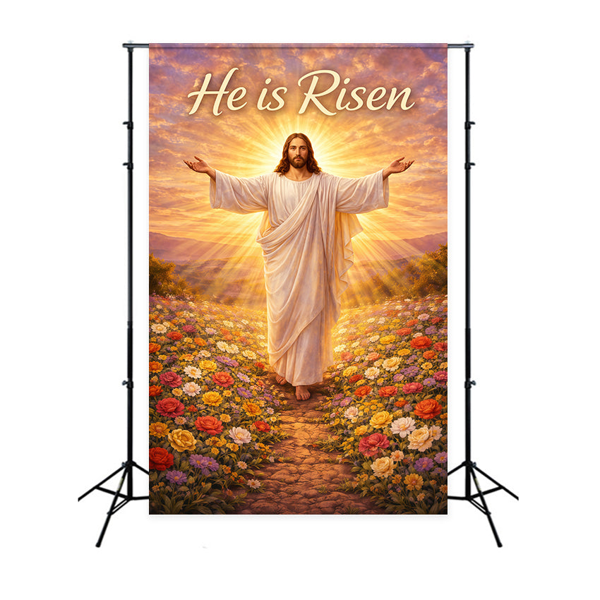 Toile de fond de Pâques Christ Lumière Sainte Fleurs LXX61-143